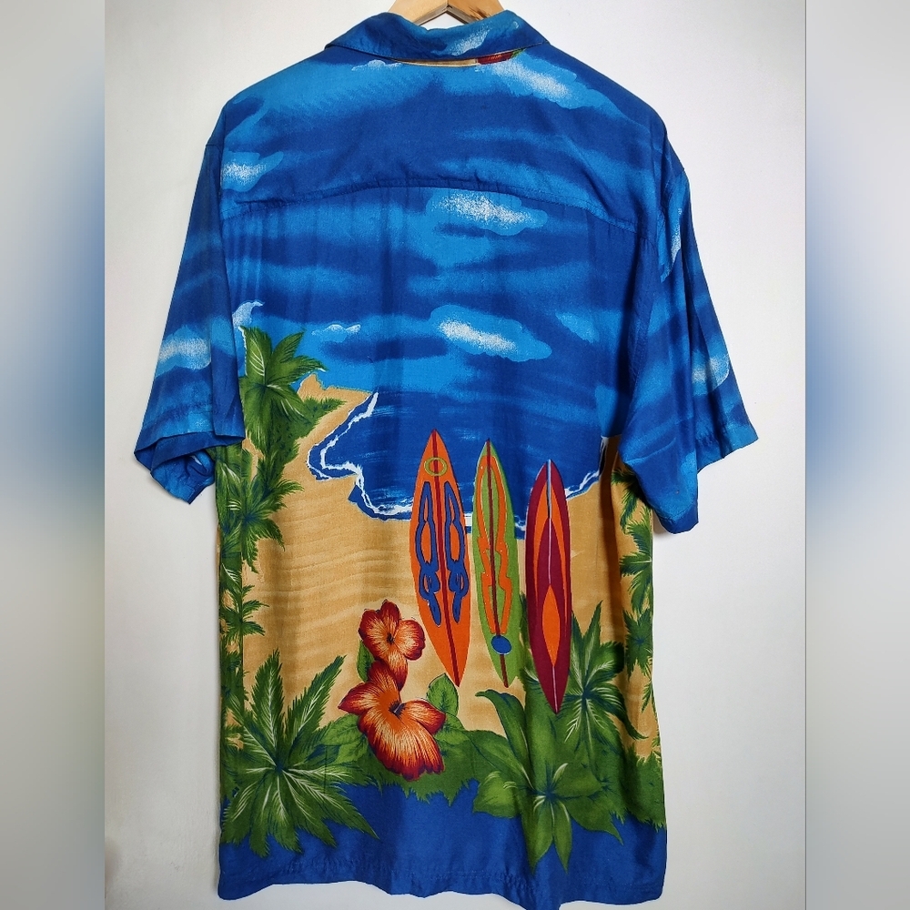 Wingo Vintage Men's Blue Hawaiian Shirt Made in Thailand - Picture 6 of 11